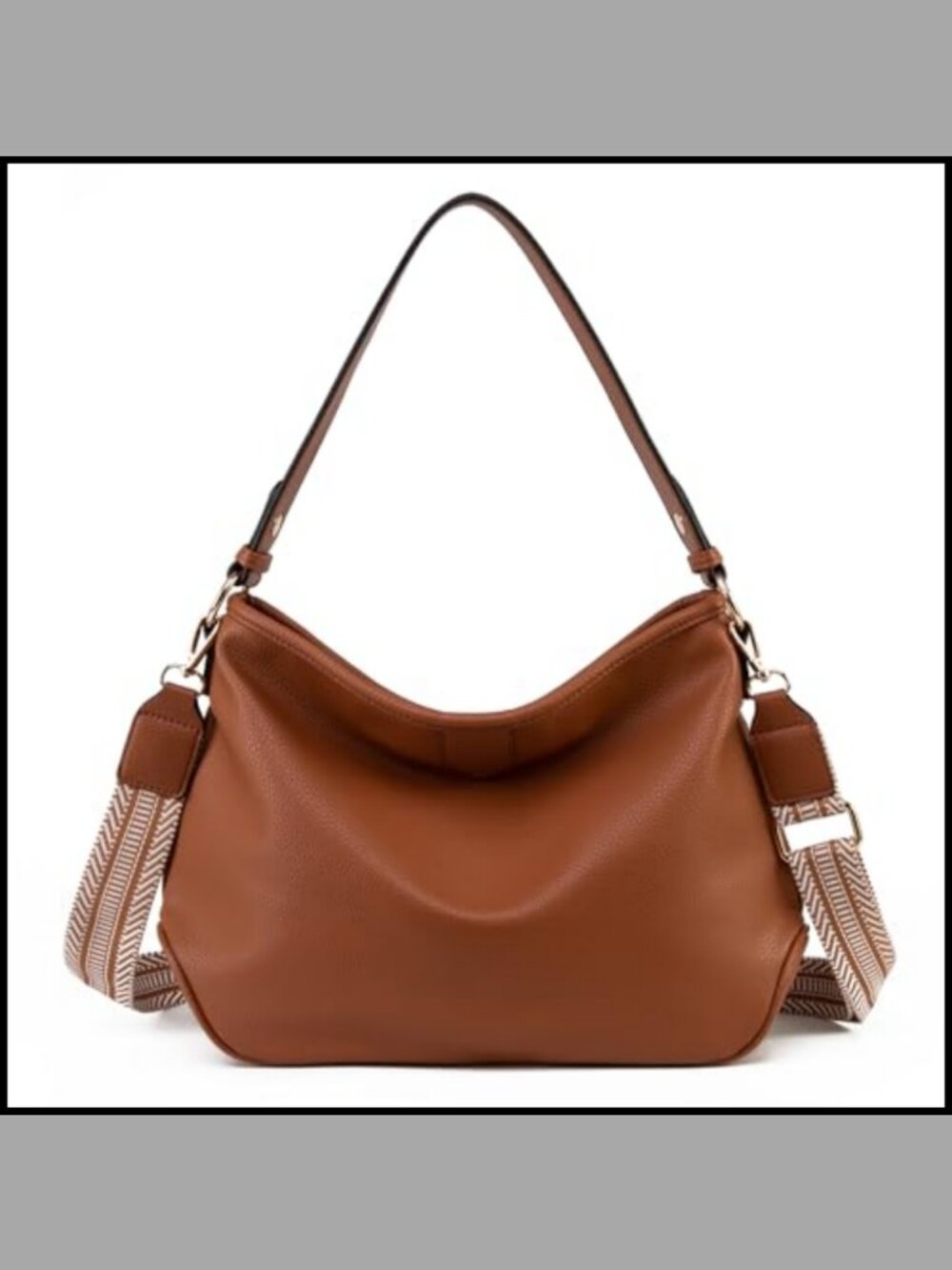 Vegan Leather Hobo Shoulder Bag Medium Crossbody